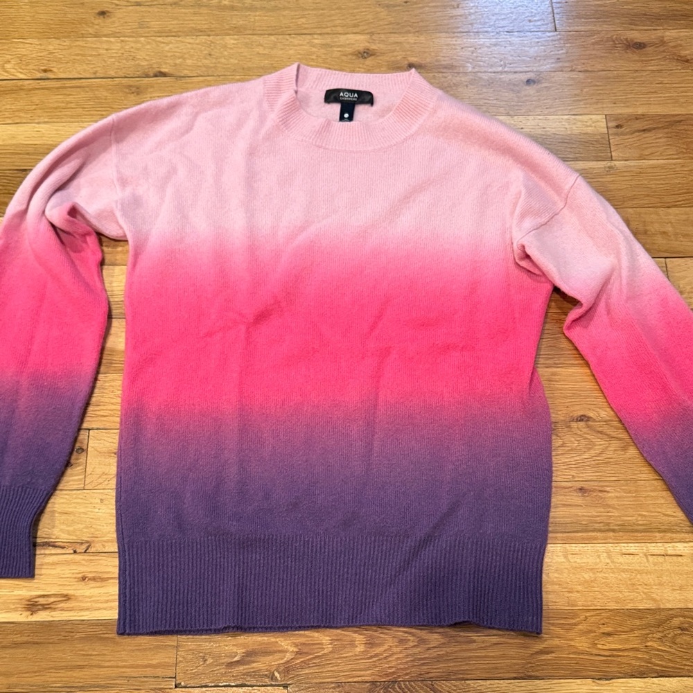 Aqua Pink and Purple Gradient Cashmere xs Sweater